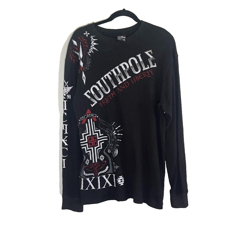 Southpole Thermal Waffle Knit Shirt XL Grunge Skater Gothic Biker Y2K Western 90